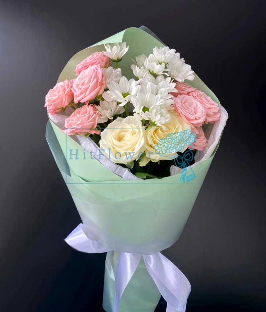 Букет цветов Улыбка лета Букет цветов из: Хризантемы и Розы